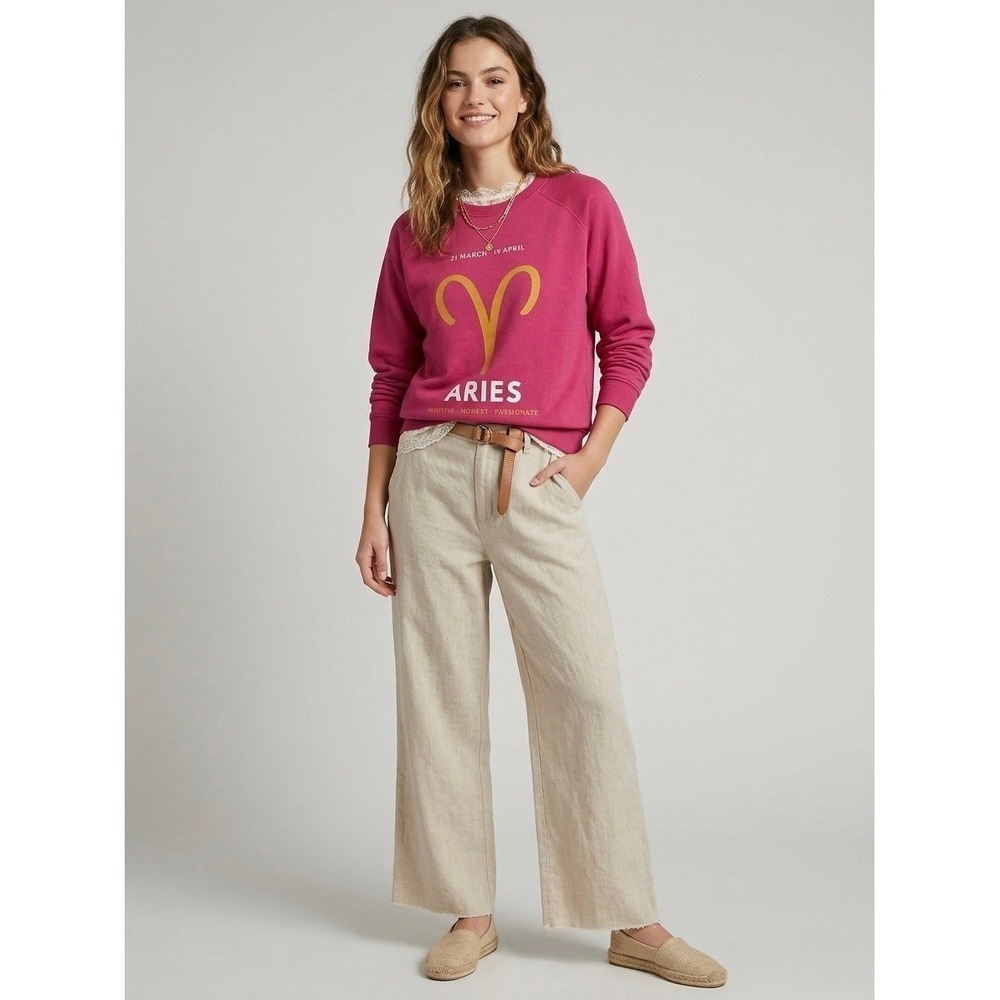 Anthropologie Catherine OSullivan Aries Zodiac Sweatshirt Pink Crewneck Medium